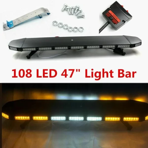 47" 108LED Strobe Light Bar Emergency Beacon Flashing Warning Tow Truck Amber