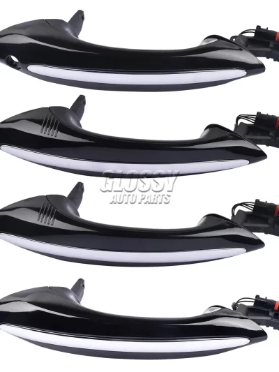 4Pcs Front Rear L/R Black Door Handle For BMW 5 6 7 SERIES