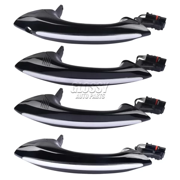 4Pcs Front Rear L/R Black Door Handle For BMW 5 6 7 SERIES