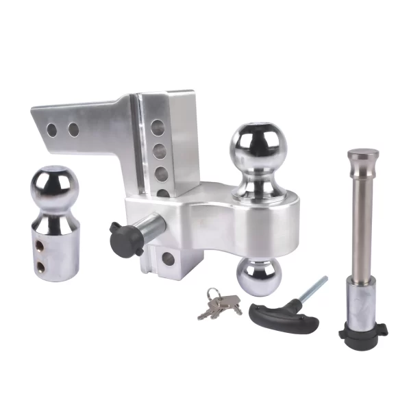 AP03 Silver Adjustable Trailer Hitch Replaceable Tri Balls Fits 2.5 Inch Receiver Receiver 6" Drop 18500lbs - Image 2