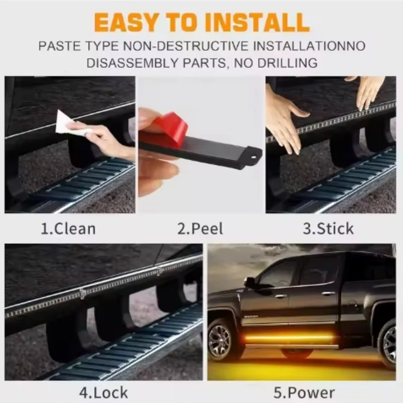 2pcs 71in multicolor Emergency Truck LED Light Bar Flashing Hazard Safety Side Light For Trucks Construction Vehicles Pickup SUV - Image 4