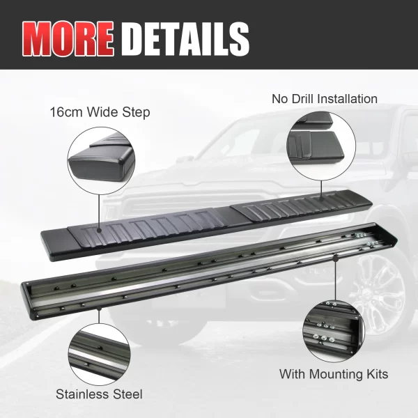 Running Boards for 2009-2018 Dodge Ram 1500 Quad Cab 6" Nerf Bars Side Step - Image 3