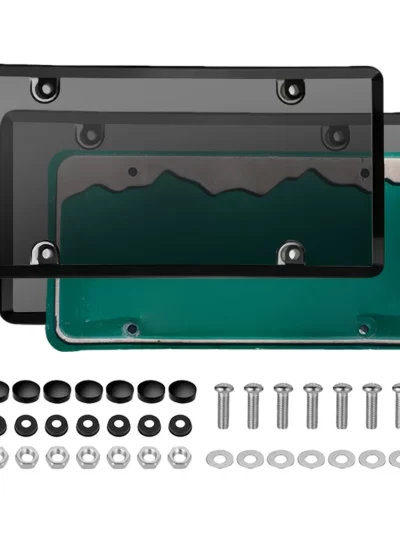 2Pcs License Plate Protector with Screw Caps Cover Kit
