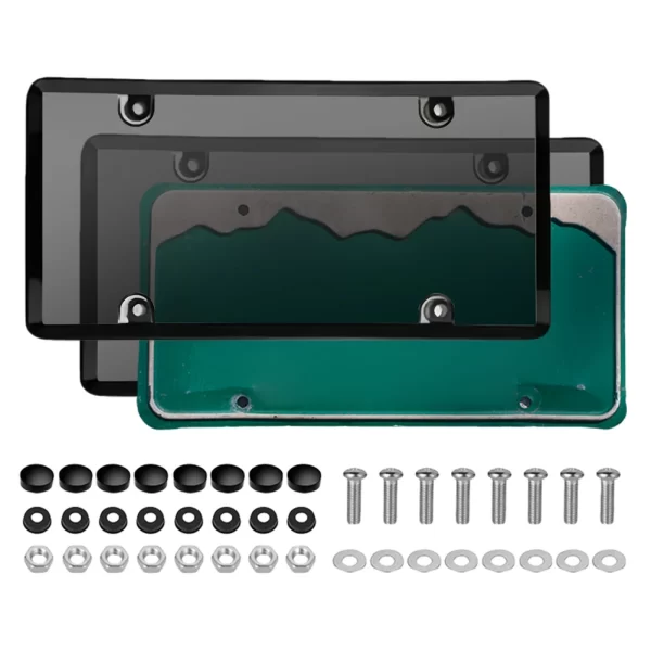 2Pcs License Plate Protector with Screw Caps Cover Kit
