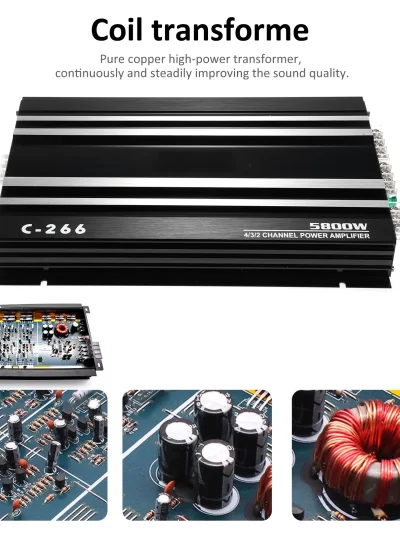 Car Power Amplifier 12V 4 Channel High Power Aluminum Alloy Car Audio Amplifier Black Audio Amplifier High-Power Power Amplifier