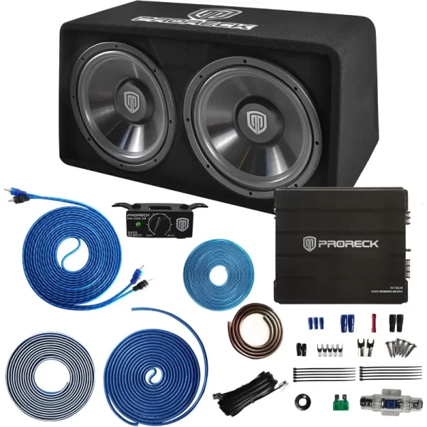 12" Car Subwoofer Enclosure Audio with Subwoofer，Mono Block Amplifier and Wiring Installation Kit