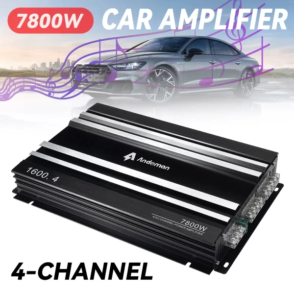Andeman 7800W 4-Channel Car Amplifier High Power Output 12V-13.8V Efficient Cooling Design for Enhanced Audio Performance - Image 2