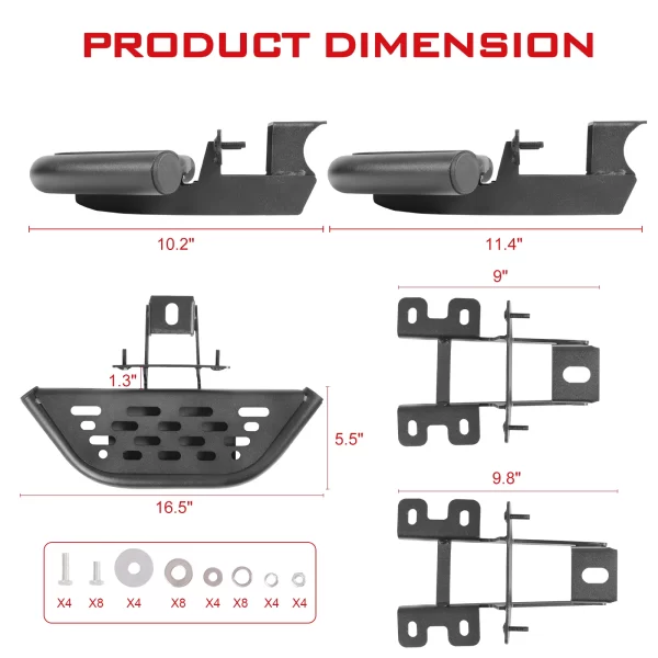 For Jeep Wrangler JL 2018-2024 4-Door Side Hoop Step Nerf Bar Pedal Running Board - Image 5