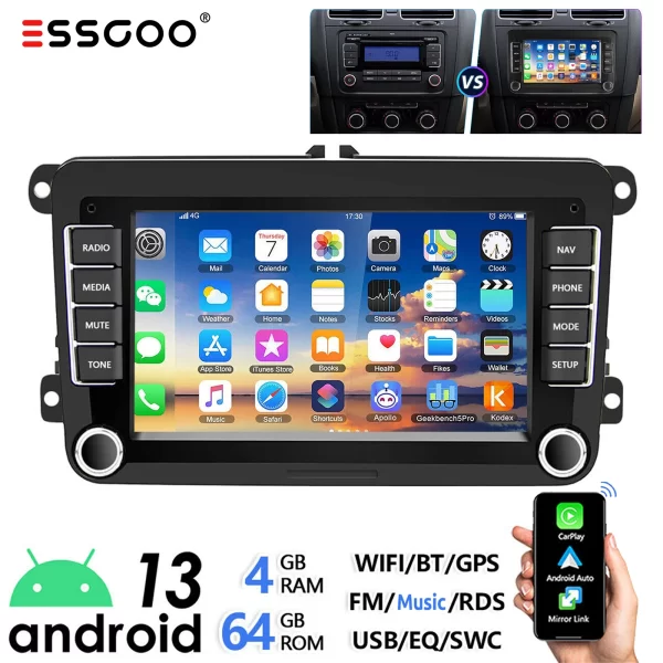 ESSGOO 7" Android 14 4G+64G Apple Carplay Car Stereo - Image 9