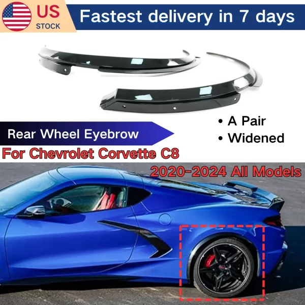 For Chevrolet Corvette C8 2020-2024 All Models Rear Wheel Trim Molding Fender Flares Extension Wheel Eyebrow Arch Body Kit - Image 2