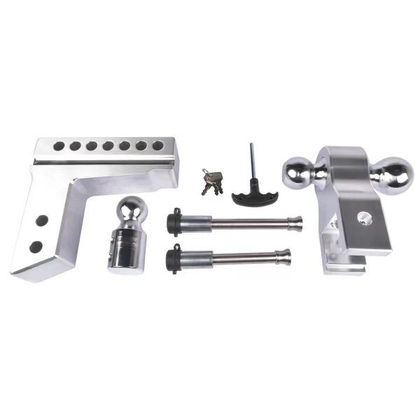 AP03 Silver Adjustable Trailer Hitch Replaceable Tri Balls Fits 2.5 Inch Receiver Receiver 6" Drop 18500lbs - Image 4