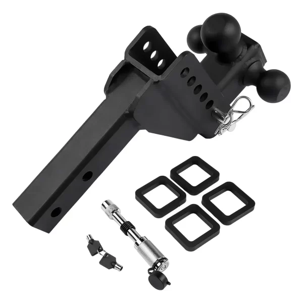 AP03 2" Receiver 6" Drop/Rise Adjustable Tow Hitch Tri Ball Mount 18500 lb Black - Image 3