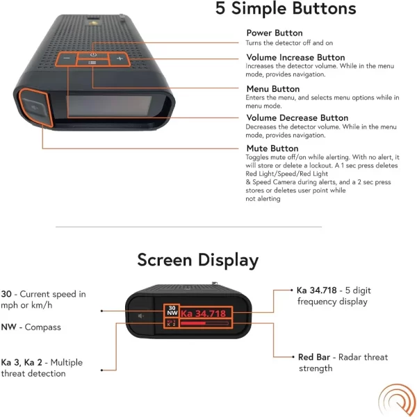 DS1 Extreme Range Radar Detector - Magnet Mount, Bluetooth, Color OLED Display, Less False Alerts, Auto GPS Lockouts - Image 5