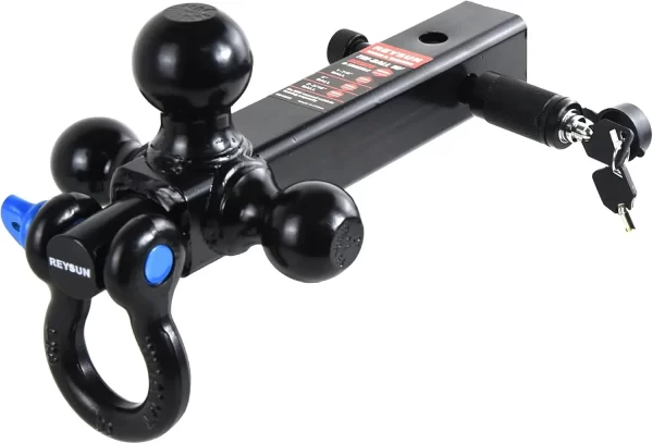 864058 Recovery Trailer Hitch Tri Ball Mount and 360 Swivel Tow Shackle, fits for 2" Receiver, Class V Hitch Lock Included - Image 2