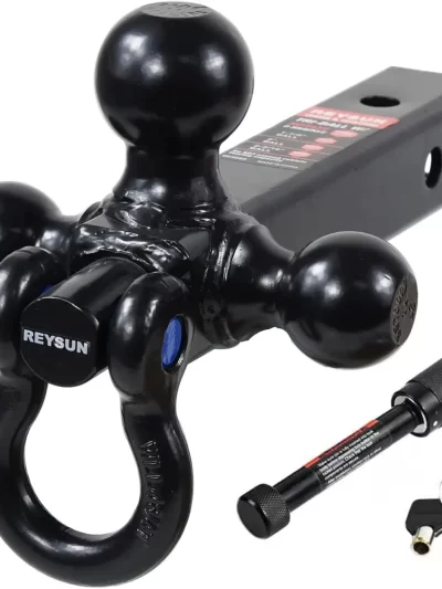 864058 Recovery Trailer Hitch Tri Ball Mount and 360 Swivel Tow Shackle, fits for 2" Receiver, Class V Hitch Lock Included