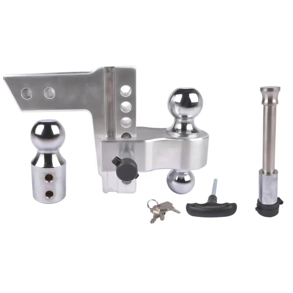 AP03 Silver Adjustable Trailer Hitch Replaceable Tri Balls Fits 2.5 Inch Receiver Receiver 6" Drop 18500lbs
