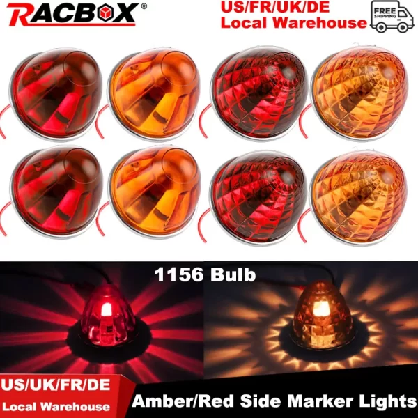 1156 LED Bulb Led Side Marker Light Amber Red Clearence Indicator Light Watermelon Taillight For Car Truck Bus Trailer 12V 24V