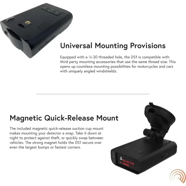 DS1 Extreme Range Radar Detector - Magnet Mount, Bluetooth, Color OLED Display, Less False Alerts, Auto GPS Lockouts, - Image 4