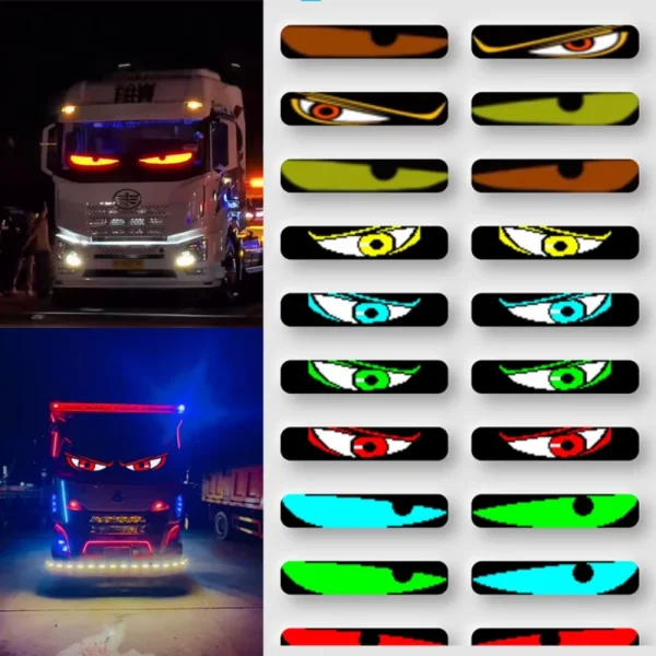 2PCS LED light Eyes For Car Trailer Truck Windshield Wireless Adhesiveled LED Eye Screen Animated LED Eyes For Car That Blink - Image 3