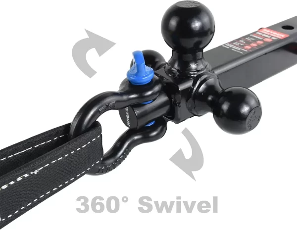 864058 Recovery Trailer Hitch Tri Ball Mount and 360 Swivel Tow Shackle, fits for 2" Receiver, Class V Hitch Lock Included - Image 5