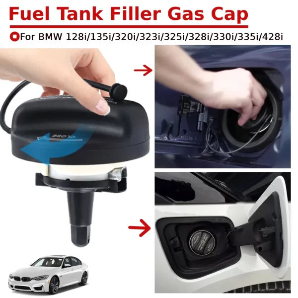 Fuel Tank Filler Gas Cap Car Petrol Fuel Tank Filler Cover CAP Replace for BMW 128i/135i/320i/323i/325i/328i/330i/335i/428i - Image 2
