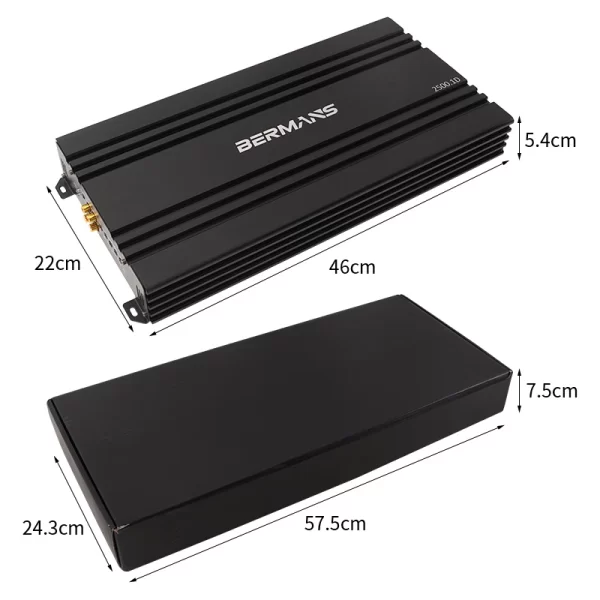 Car maximum power 2500W single-channel car audio amplifier, low distortion, smooth sound quality, Class D high-power car power a - Image 2