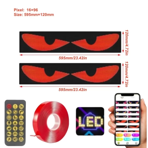 2PCS LED light Eyes For Car Trailer Truck Windshield Wireless Adhesiveled LED Eye Screen Animated LED Eyes For Car That Blink - Image 2