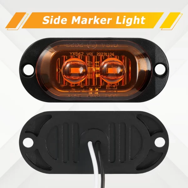 4pcs Sphere Lens Amber LED Side Marker Light Position Turn Signal Lamp Indicator Warning Trailer Truck Pickup Accessorie 12V 24V - Image 2