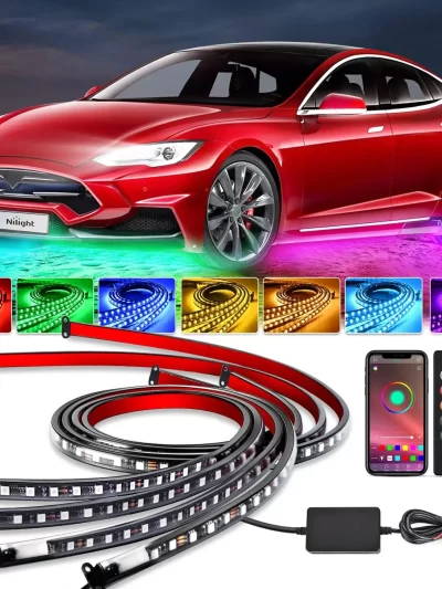 Nilight 4Pcs Car Underglow Neon Accent Strip Lights