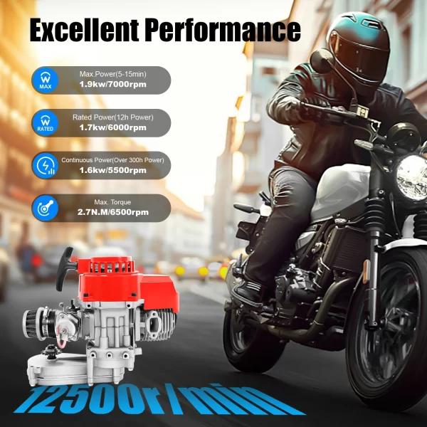 49CC 2 Stroke Pull Start Engine Complete Engine Motor Mini Motor Air Cooled Racing Engine For Pocket Bike Mini Dirt Bike ATV - Image 3