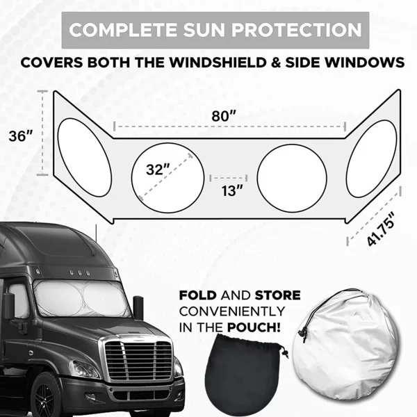 Truck Sunshades Windshield Sun Shade For Semi Commercial And Big Rig Truck 240T Protective Car Interior Accessories - Image 6