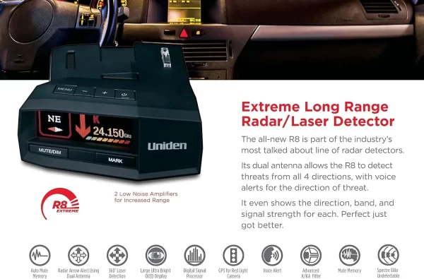 R8 Extreme Long-Range Radar/Laser Detector, Dual-Antennas Front & Rear Detection , Built-in GPS W/Real-Time Alerts,HOT - Image 4
