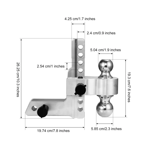 Aluminum Drop Trailer Hitch Heavy Duty Tow Hitches Trailer Hitch Interchangeable Ball Mount With 8-Inch Drop/Rise Towing Hitch - Image 8