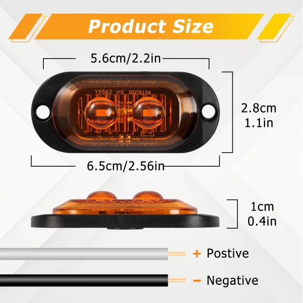 4pcs Sphere Lens Amber LED Side Marker Light Position Turn Signal Lamp Indicator Warning Trailer Truck Pickup Accessorie 12V 24V - Image 4