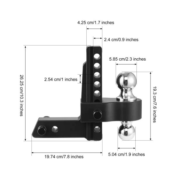 Aluminum Drop Trailer Hitch Heavy Duty Tow Hitches Trailer Hitch Interchangeable Ball Mount With 8-Inch Drop/Rise Towing Hitch - Image 9