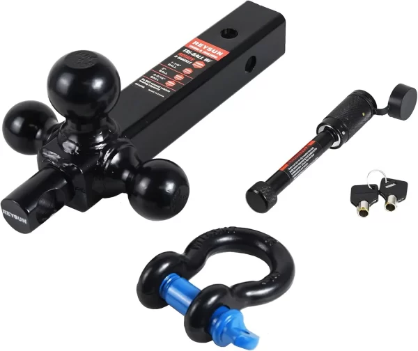 864058 Recovery Trailer Hitch Tri Ball Mount and 360 Swivel Tow Shackle, fits for 2" Receiver, Class V Hitch Lock Included - Image 3