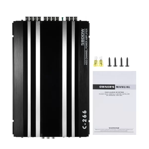 Car Power Amplifier 12V 4 Channel High Power Aluminum Alloy Car Audio Amplifier Black Audio Amplifier High-Power Power Amplifier - Image 5