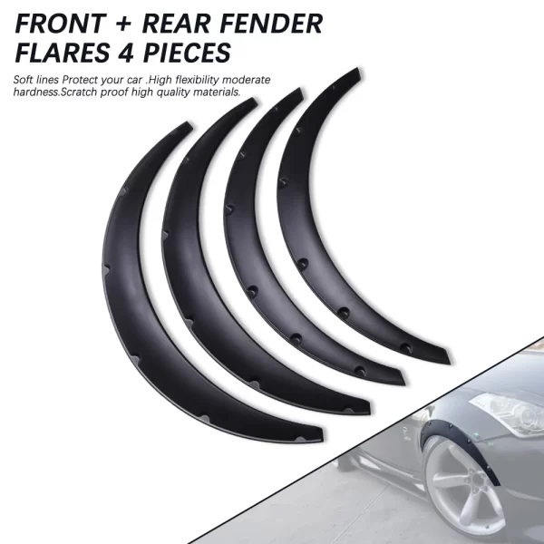4Pcs 3.5'' Carbon Look Wheel Arch Fender Flares Cover Trim Mudguards Protective Lip Anti-Scratch Strips For Honda Accord Civic