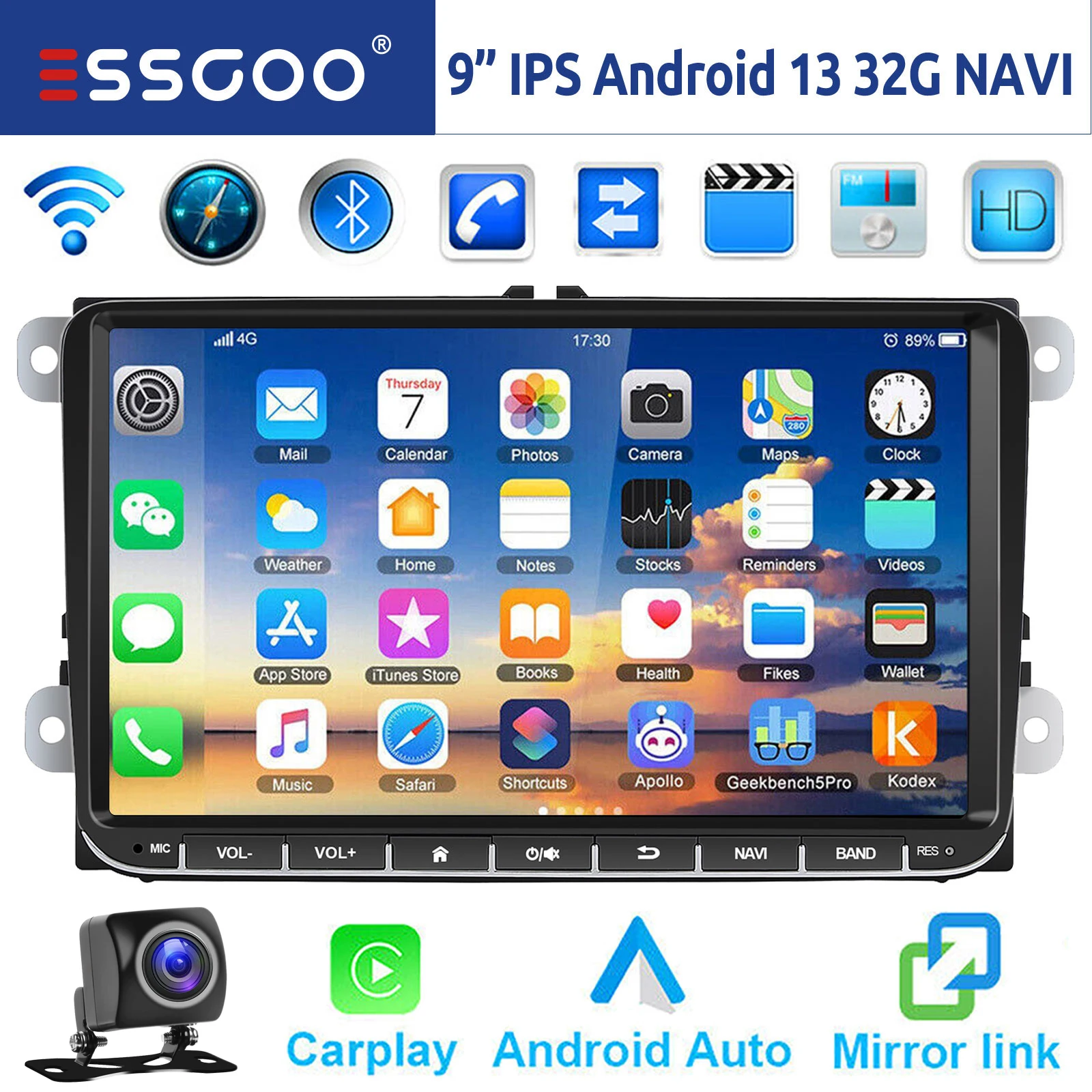 9" Android 14 4G+64G Wireless Carplay Car Stereo - Image 7