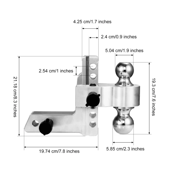 Aluminum Drop Trailer Hitch Heavy Duty Tow Hitches Trailer Hitch Interchangeable Ball Mount With 8-Inch Drop/Rise Towing Hitch - Image 7