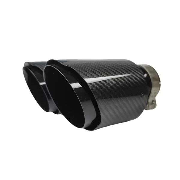 1 Pcs Universal Car Carbon Fibre Tail Throat Silencer Same Length Black Y-Shaped Double Out Twill Glossy Exhaust Muffler Tip - Image 5