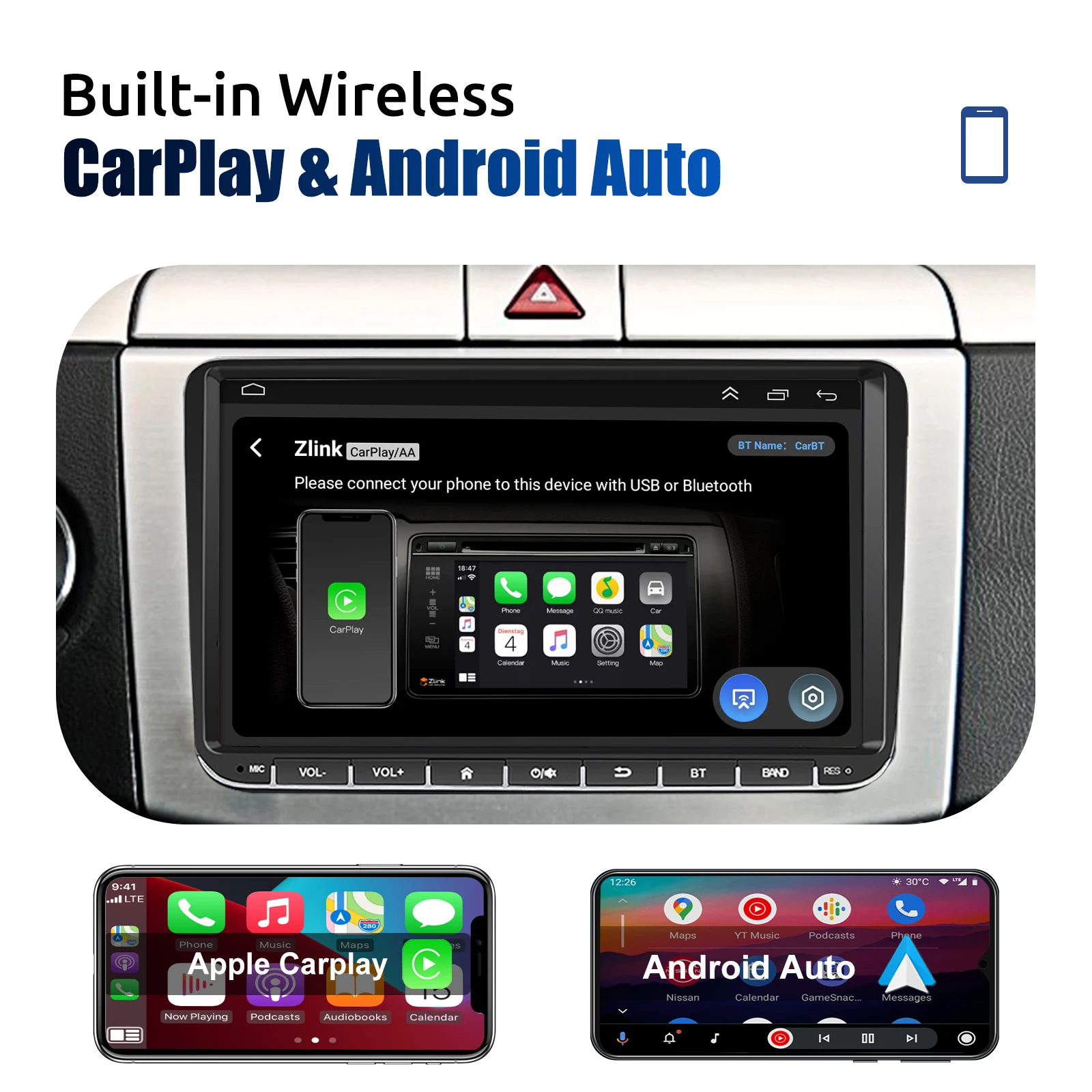 9" Android 14 4G+64G Wireless Carplay Car Stereo - Image 2