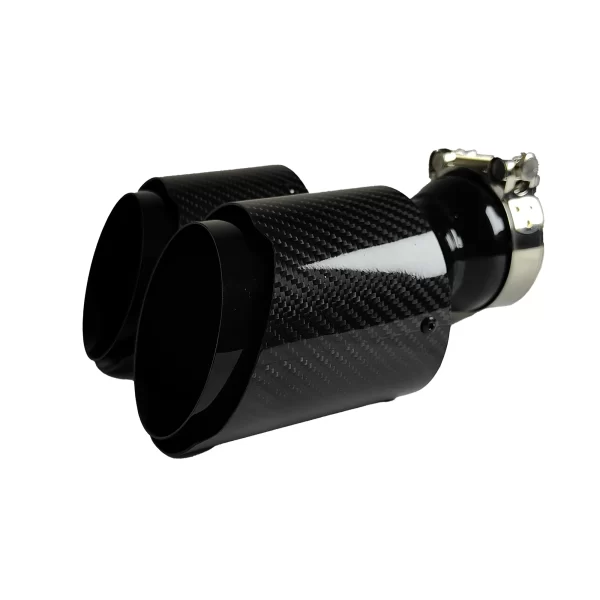 1 Pcs Universal Car Carbon Fibre Tail Throat Silencer Same Length Black Y-Shaped Double Out Twill Glossy Exhaust Muffler Tip - Image 4