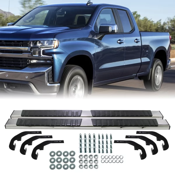 For 19-24 Chevy Silverado 1500 Double Cab 6" Running Boards Nerf Bars Side Steps