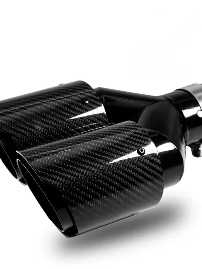 1 Pcs Universal Car Carbon Fibre Tail Throat Silencer Same Length Black Y-Shaped Double Out Twill Glossy Exhaust Muffler Tip