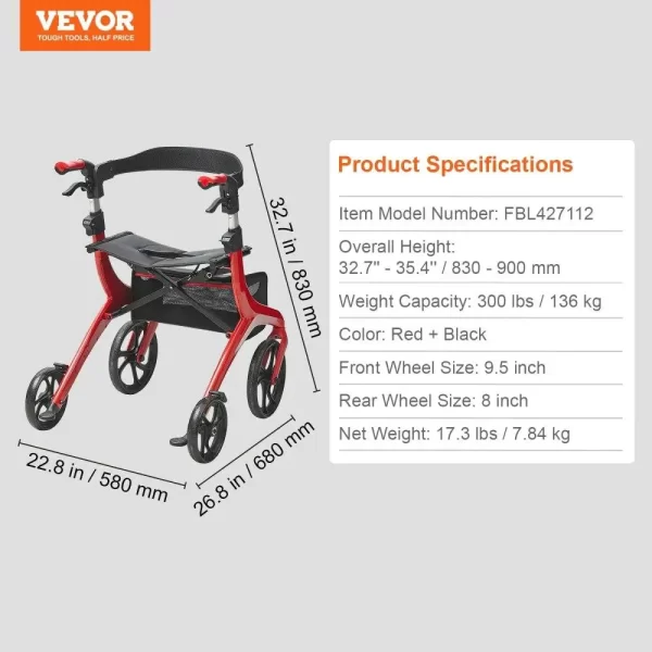 Lightweight Aluminum Rolling Walker - Image 2