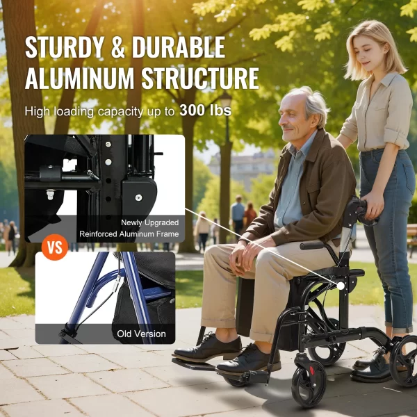 2 in 1 Rollator Walker & Transport Chair for Seniors - Image 3