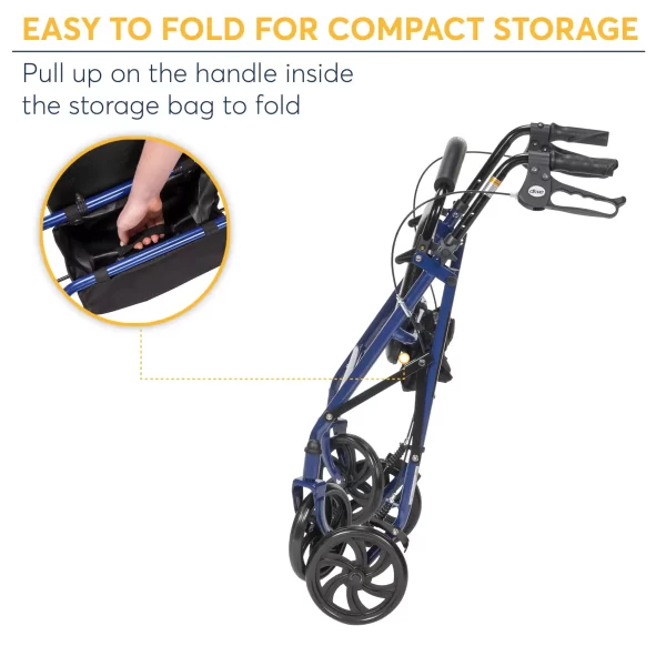 Four Wheel Rollator Rolling Walker with Fold Up Removable Back Support - Image 5