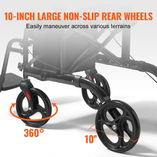 2 in 1 Rollator Walker & Transport Chair for Seniors - Image 5