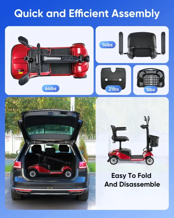 Foldable Electric Mobility Scooter with Light and Basket - Image 4